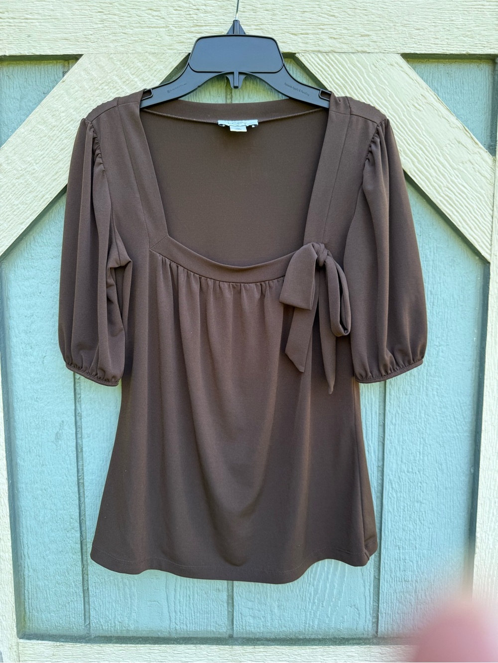 Women’s Brown Square-Neck Tie-Detail Top Womens xs Ann Taylor loft
